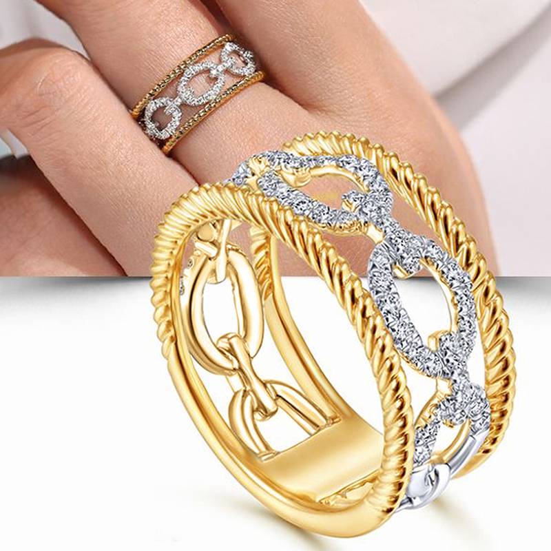 Huitan Chain Design Women Ring Luxury Two Tone Party Wedding Accessories Delicate Charming Daily Zircon Inlaid Sparkling CZ 6
Huitan Chain Design Women Ring Luxury Two Tone Party Wedding Accessories Delicate Charming Daily Zircon Inlaid Sparkling CZ 6