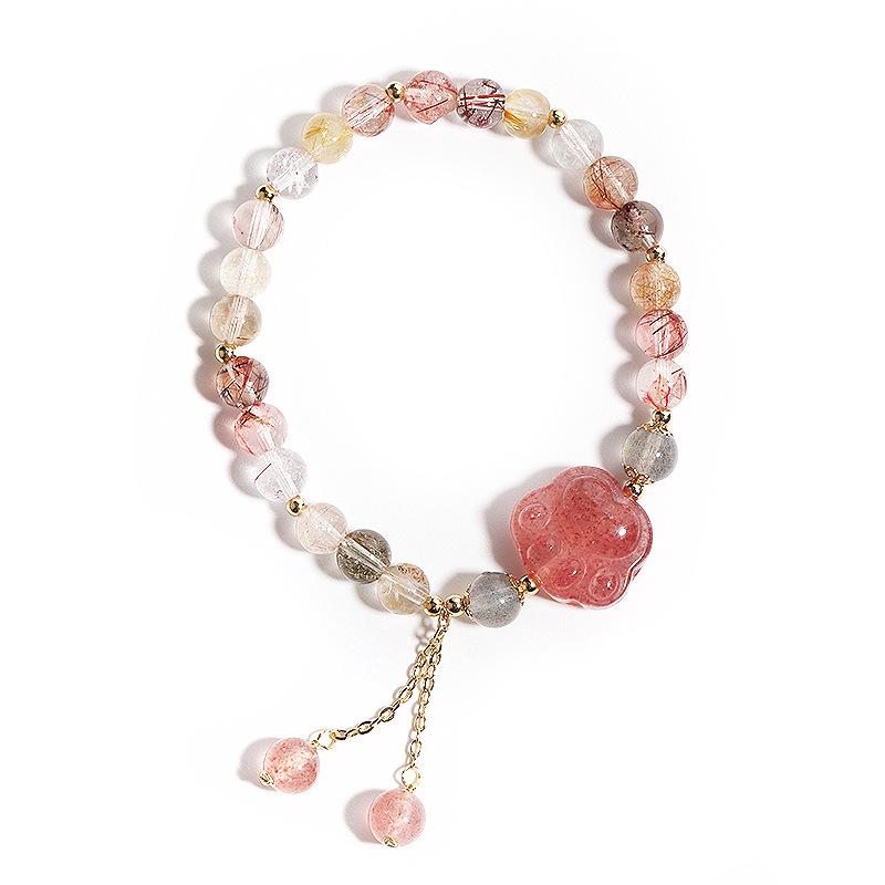 Natural Crystal Bracelet with Tassel, Strawberry Quartz Cat Paw Bracelet Jewelry #1 розовый
Natural Crystal Bracelet with Tassel, Strawberry Quartz Cat Paw Bracelet Jewelry #1 розовый