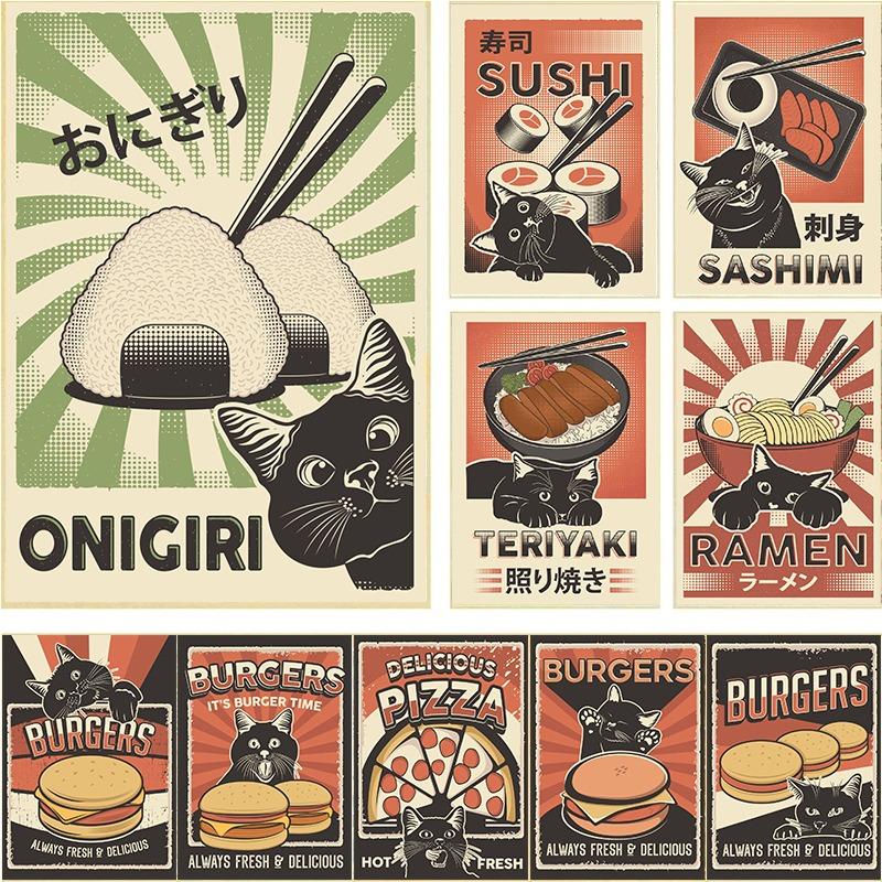 Japan Food Sushi Ramen Sashimi Teriyaki Funny Black Cat Poster Cute Animal Delicious Canvas Painting Wall Art Kitchen Room Decor 21cm×30cm NoFrame
Japan Food Sushi Ramen Sashimi Teriyaki Funny Black Cat Poster Cute Animal Delicious Canvas Painting Wall Art Kitchen Room Decor 21cm×30cm NoFrame
