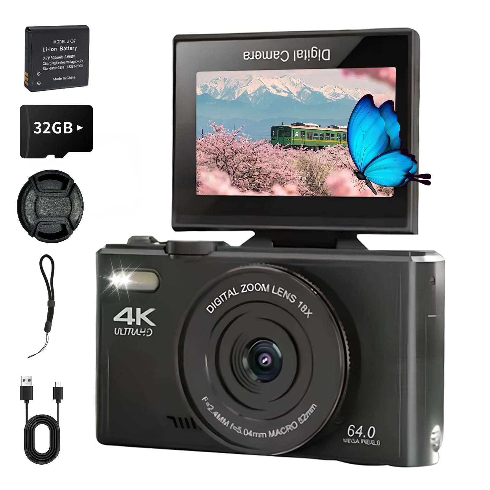 18x 4K video digital WIFI 64 million smartphone rotating AF image AF Vlog school student zoom, recording, camera, compatible, pixels, selfie,
18x 4K video digital WIFI 64 million smartphone rotating AF image AF Vlog school student zoom, recording, camera, compatible, pixels, selfie,