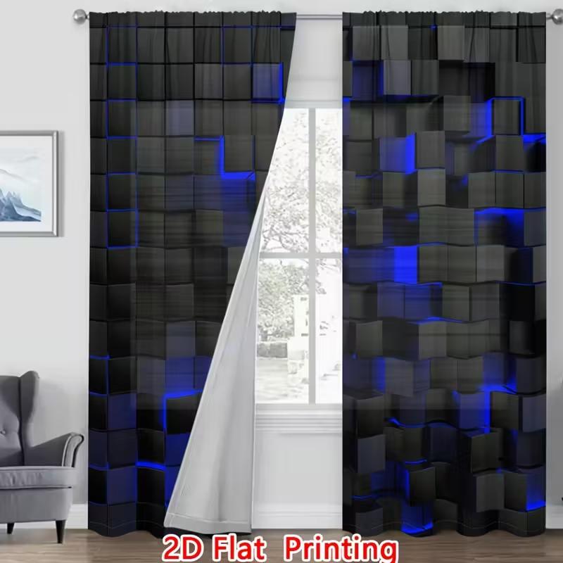 Set Of 2 Cube Patterned Curtains Black Purple Led Lighting Design Living Room Bedroom Decoration Curtain With Pole Pocket Polyester Perfect For W100*H70(CM)-Grommet top&1PCS
Set Of 2 Cube Patterned Curtains Black Purple Led Lighting Design Living Room Bedroom Decoration Curtain With Pole Pocket Polyester Perfect For W100*H70(CM)-Grommet top&1PCS