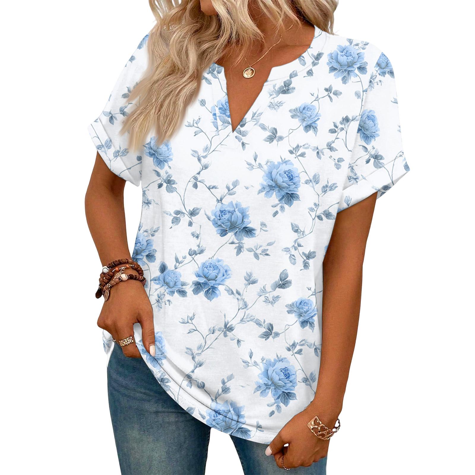Stylish Women s Casual V-neck Short-sleeved Retro Floral Print T-shirt M ціан
Stylish Women s Casual V-neck Short-sleeved Retro Floral Print T-shirt M ціан