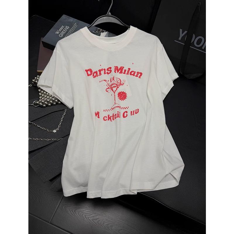 2025 Spring/Summer Women s White Cotton Slimming Round Neck Color Block Letter Print Short Sleeve T-shirt S
2025 Spring/Summer Women s White Cotton Slimming Round Neck Color Block Letter Print Short Sleeve T-shirt S