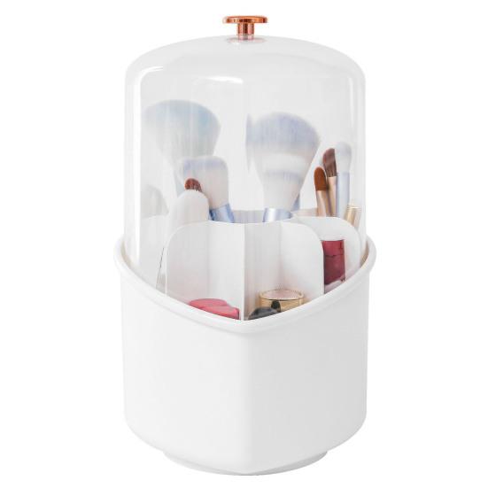 Держите аккуратное видимое окно полезное вращающееся на 360 градусов легко очищаемое кисточка для макияжа помада коробка для хранения держатель для хранения белый