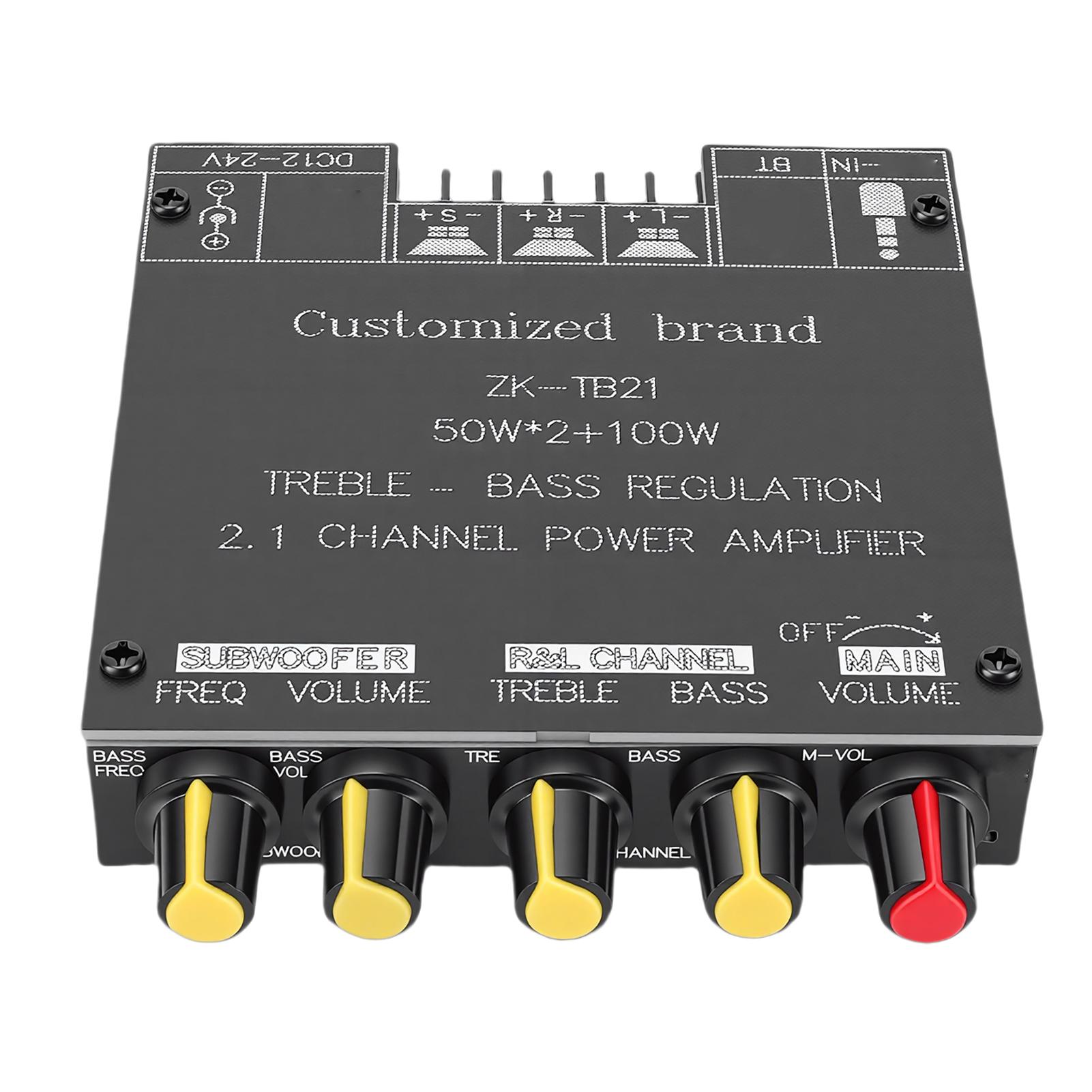 Bluetooth 5.0 Sound Amplifier Board 2.1 Channel 50W 50W 100W Subwoofer Power Amp with Treble Bass Control AUX Inputs
Bluetooth 5.0 Sound Amplifier Board 2.1 Channel 50W 50W 100W Subwoofer Power Amp with Treble Bass Control AUX Inputs