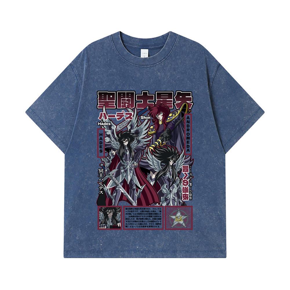 275 GSM Washed T-shirts 100% Cotton Saint Seiya V4 Hades Print Unisex Heavy Cotton T Shirt 2XL королівський синій колір
275 GSM Washed T-shirts 100% Cotton Saint Seiya V4 Hades Print Unisex Heavy Cotton T Shirt 2XL королівський синій колір