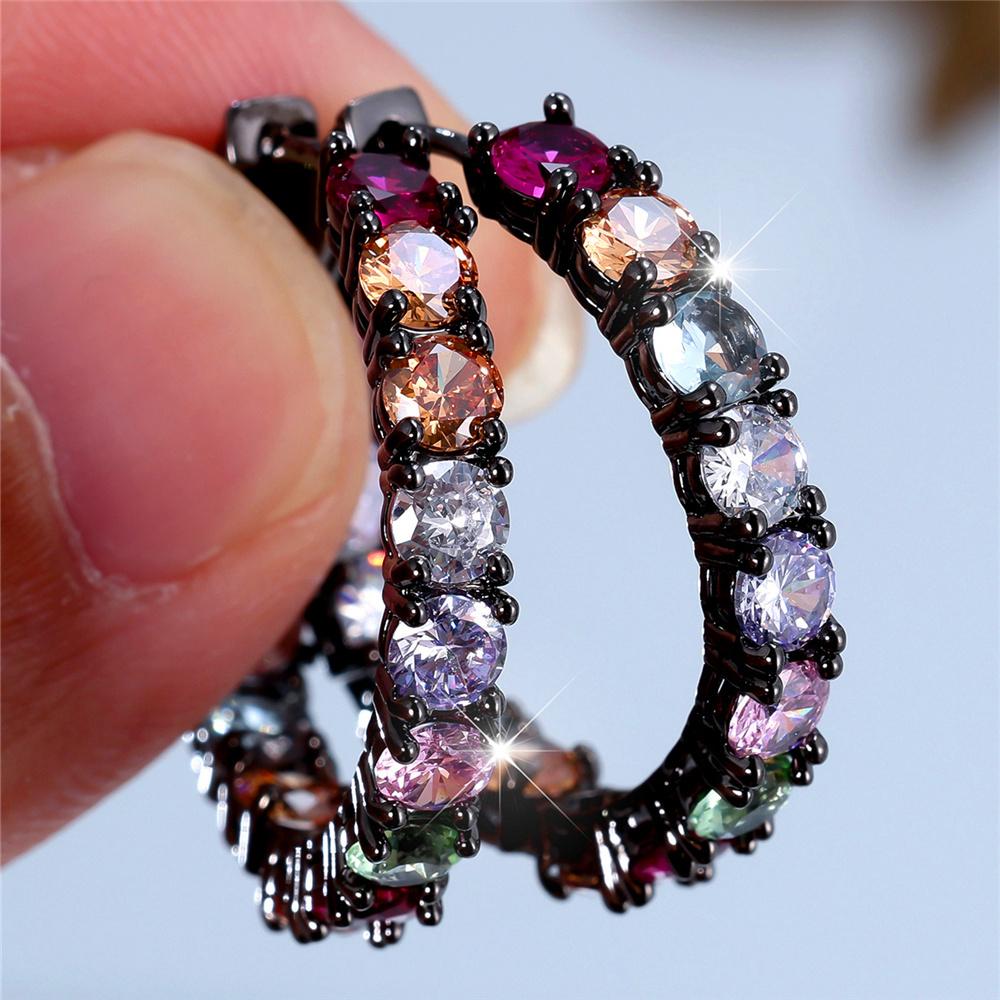 Charm Female Rainbow Zircon Stone Hoop Earrings Silver Color Simple Round Wedding Jewelry For Women
Charm Female Rainbow Zircon Stone Hoop Earrings Silver Color Simple Round Wedding Jewelry For Women