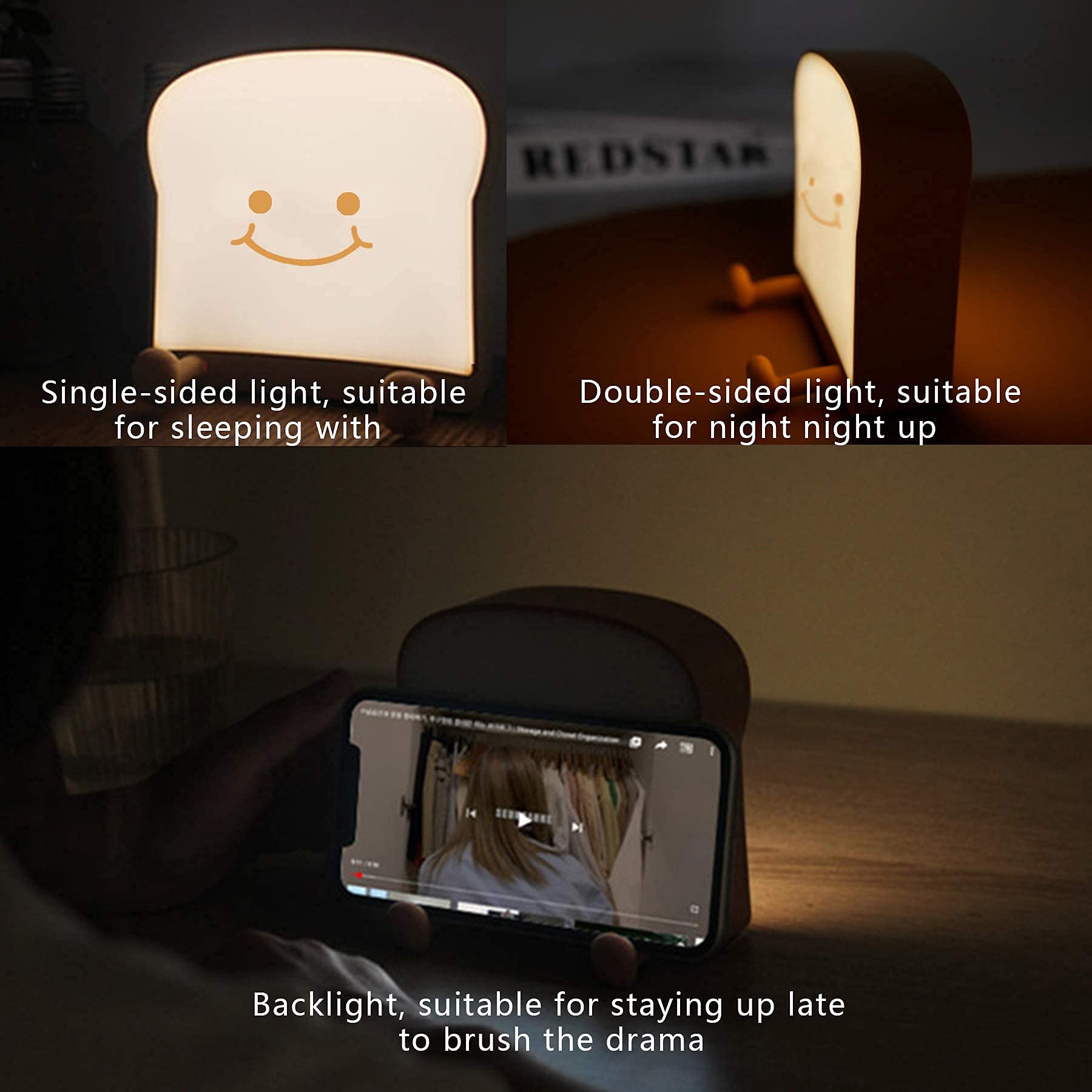 Toast Bread Night Light USB Rechargeable LED Night Lamp Tap Light for Kids Children Gifts Nightlight Bedroom Decor Bedside Lamp
Toast Bread Night Light USB Rechargeable LED Night Lamp Tap Light for Kids Children Gifts Nightlight Bedroom Decor Bedside Lamp