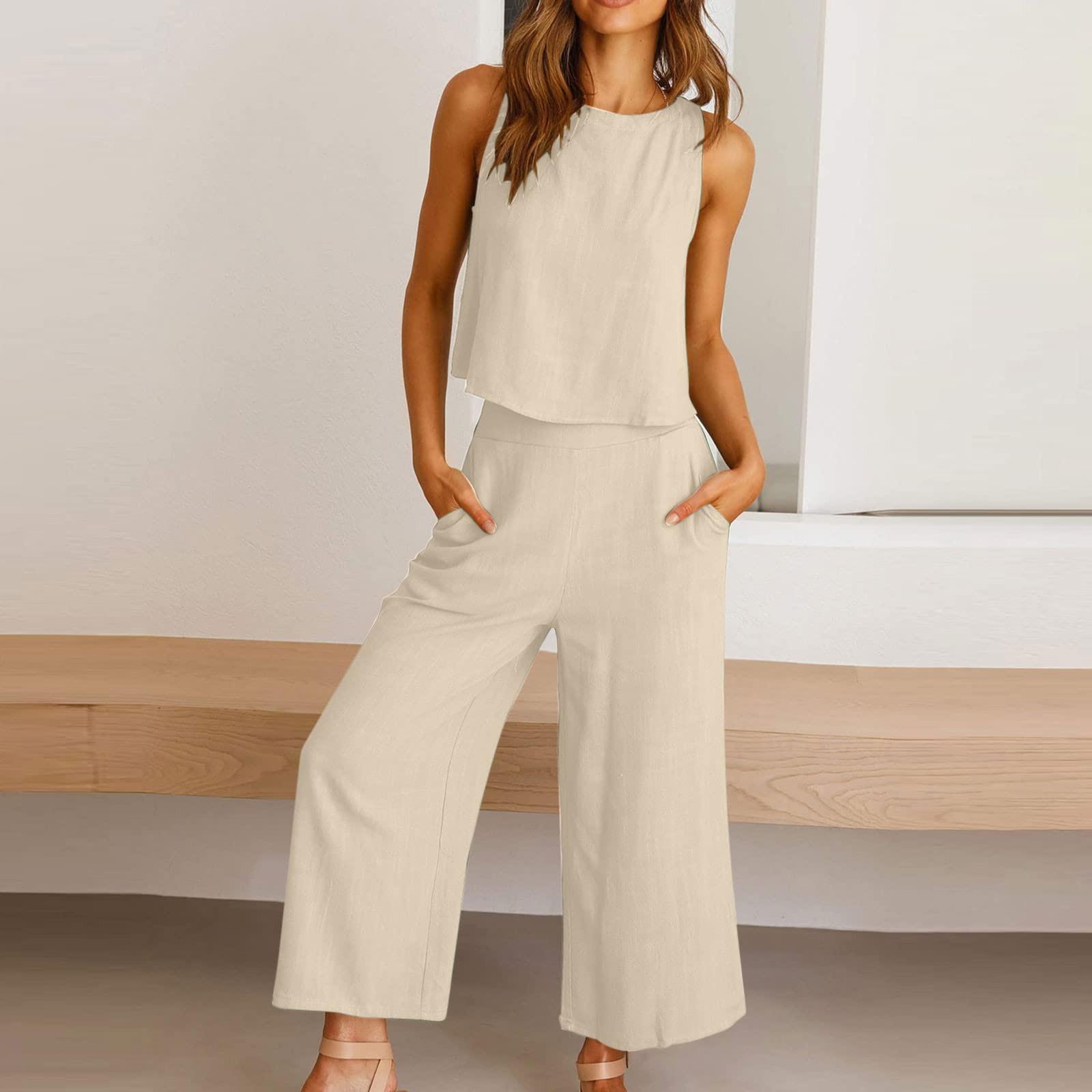 Two Piece Outfits For Women Summer 2023 Plus Size Sleeveless Outfit Casual Wide Leg Pants Set With Pockets Sets XXL бежевий
Two Piece Outfits For Women Summer 2023 Plus Size Sleeveless Outfit Casual Wide Leg Pants Set With Pockets Sets XXL бежевий