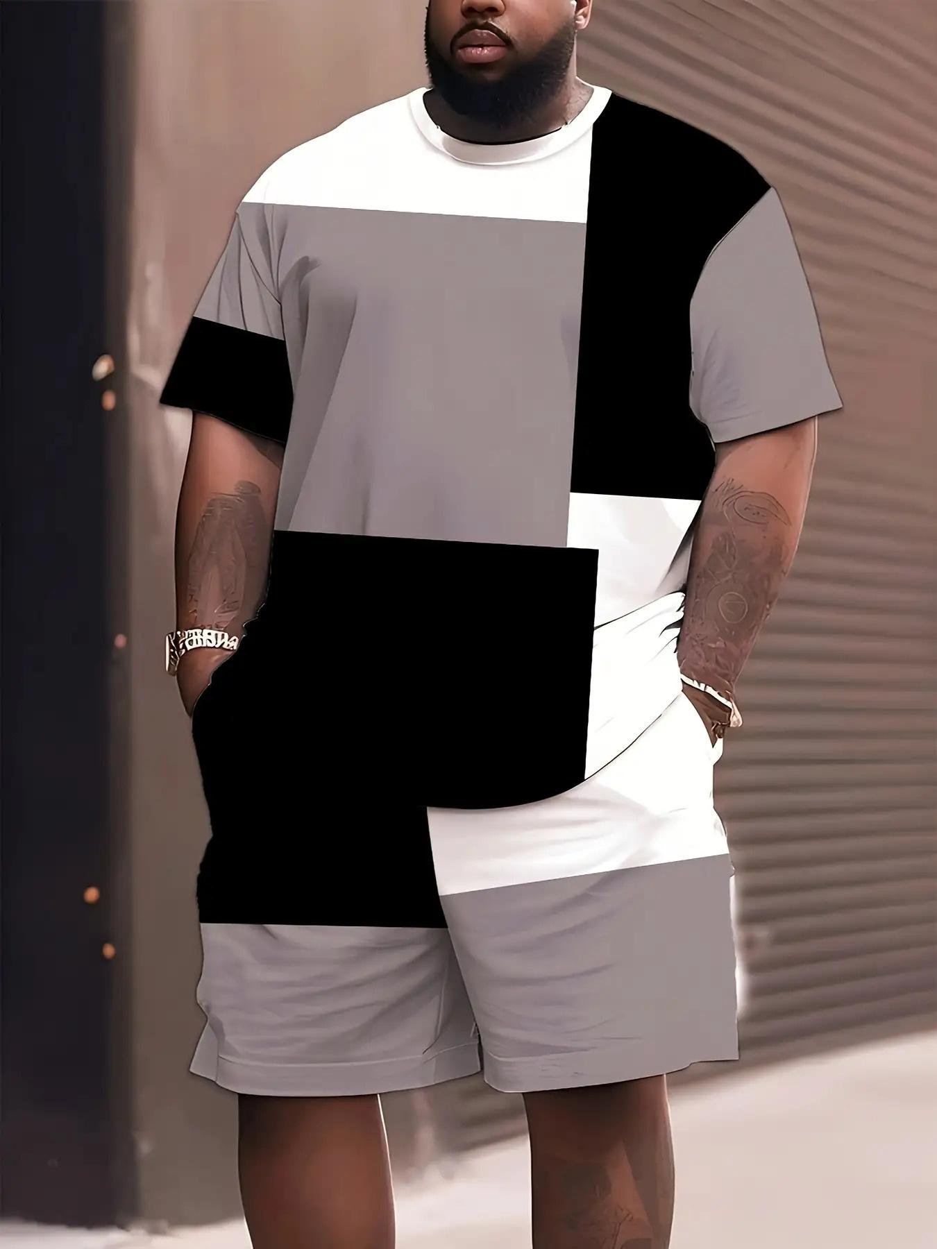 Men s 3D Digital Printing Shorts and Short Sleeve Set Black Gray White Checkered Patchwork Plus Size Men s Clothing, PLUS SIZE 5XL
Men s 3D Digital Printing Shorts and Short Sleeve Set Black Gray White Checkered Patchwork Plus Size Men s Clothing, PLUS SIZE 5XL