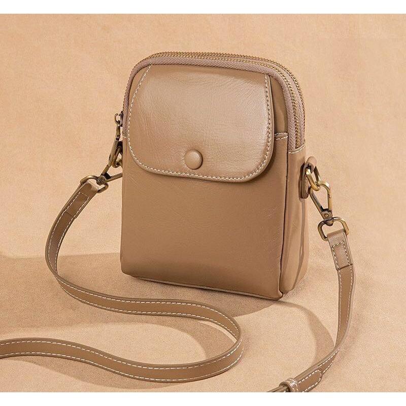 Легкая роскошная женская сумка из коровьей кожи, универсальная женская сумка, сумка-ведро для переноски, простая сумка для мобильного телефона, мягкая кожа абрикосовый