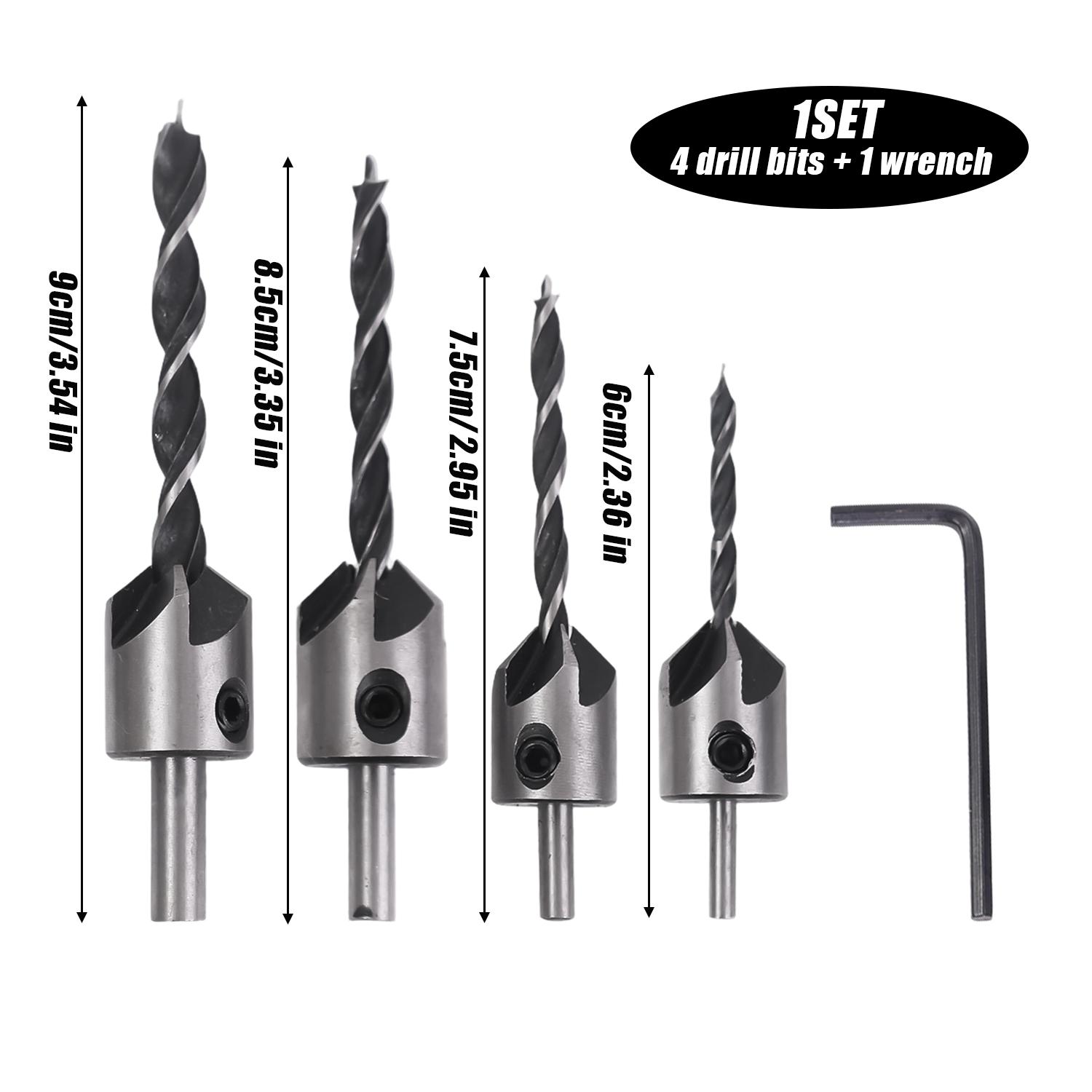 5PCS Woodworking Countersink Drill Bits Set with L Wrench Chamfering Drill Bits Hole Opener Tool Carpentry Reamer for Screw
5PCS Woodworking Countersink Drill Bits Set with L Wrench Chamfering Drill Bits Hole Opener Tool Carpentry Reamer for Screw