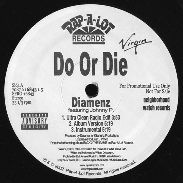 12inch Record DO OR DIE - Diamenz 708761684315 Rap-A-Lot Recor 2002 US Rap & Hip-Hop/R&B Used
12inch Record DO OR DIE - Diamenz 708761684315 Rap-A-Lot Recor 2002 US Rap & Hip-Hop/R&B Used