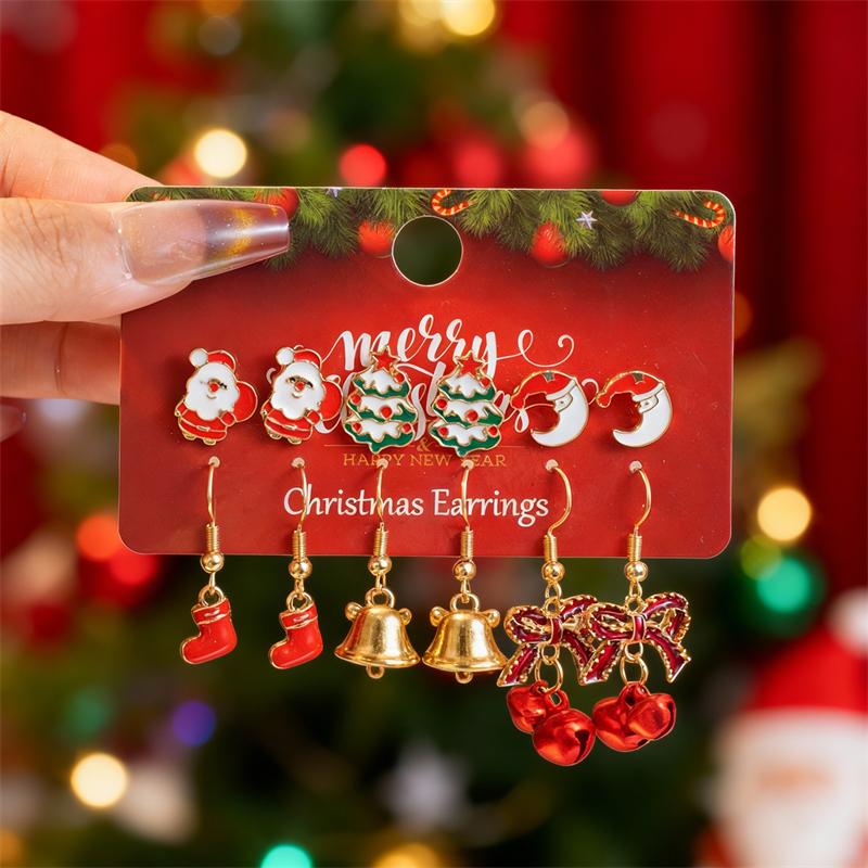 6 Pair Christmas Combination Earrings Set for Women Shiny Zircon Xmas Tree Snowflake Elk Santa Claus Earring Party Zircon Gift
6 Pair Christmas Combination Earrings Set for Women Shiny Zircon Xmas Tree Snowflake Elk Santa Claus Earring Party Zircon Gift