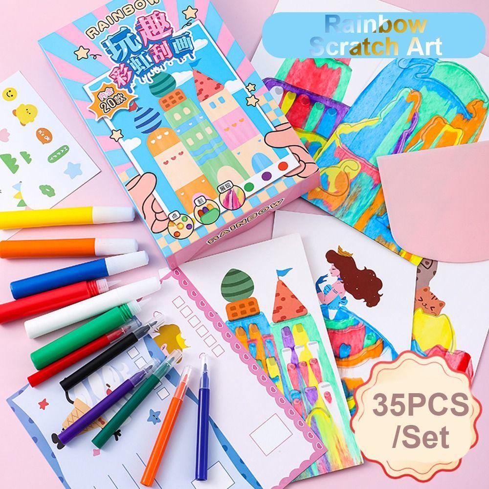 35Pcs Magic Reveal Rainbow Scratch Art DIY Material Rainbow Dot Painting Art Kits Party Favors A
35Pcs Magic Reveal Rainbow Scratch Art DIY Material Rainbow Dot Painting Art Kits Party Favors A
