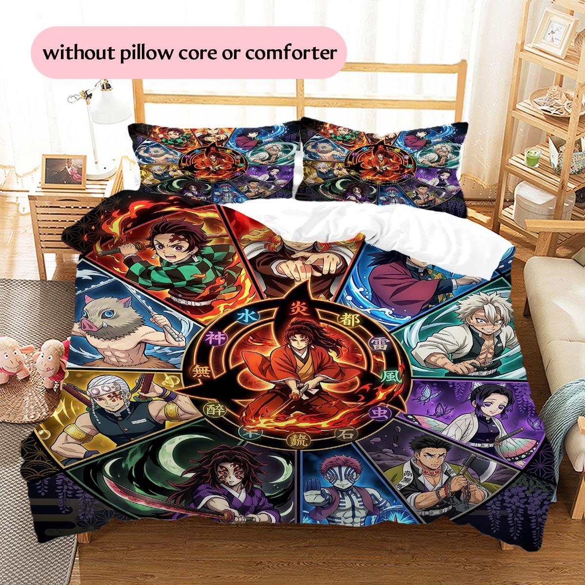Assemble Demon Slayer characters Pattern Bedding Quilt Set Home Decoration Gift (1 * duvet cover + 2 * pillowcase without core) 135x200cm
Assemble Demon Slayer characters Pattern Bedding Quilt Set Home Decoration Gift (1 * duvet cover + 2 * pillowcase without core) 135x200cm