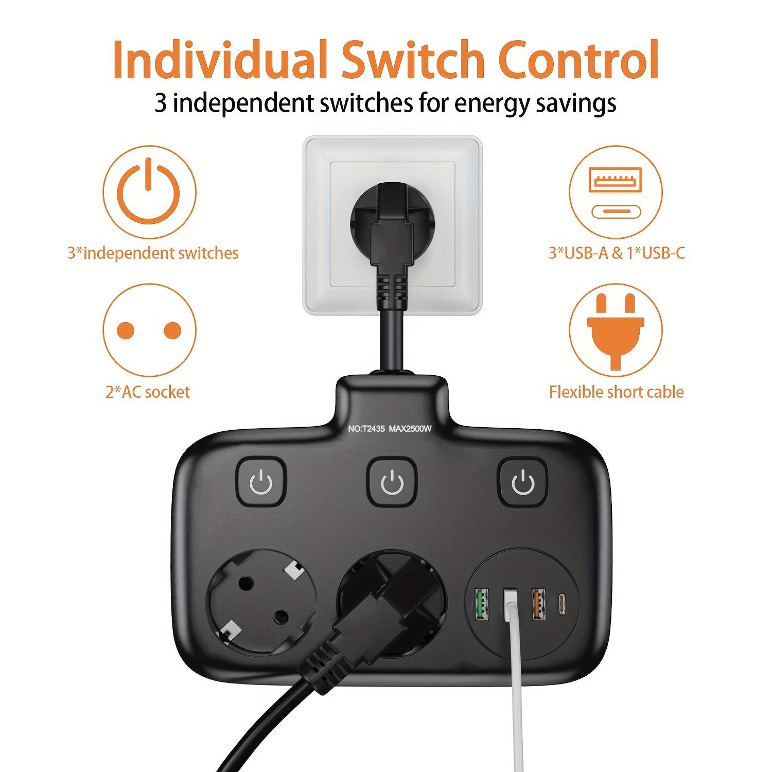 EU KR Plug Power Strip AC Outlets Multitap Electrical Wall Socket Extension Cord With USB C Ports Fast Charging Network Filter EU Plug
EU KR Plug Power Strip AC Outlets Multitap Electrical Wall Socket Extension Cord With USB C Ports Fast Charging Network Filter EU Plug