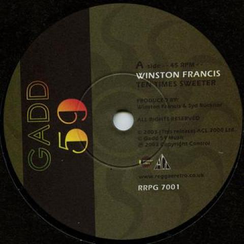 7inch Record WINSTON FRANCIS / ROLAND ALPHONSO - Ten Times Sweeter / Saucy Horn RRPG7001 Reggae Retro 1970 UK Reggae, Ska & Dub
7inch Record WINSTON FRANCIS / ROLAND ALPHONSO - Ten Times Sweeter / Saucy Horn RRPG7001 Reggae Retro 1970 UK Reggae, Ska & Dub