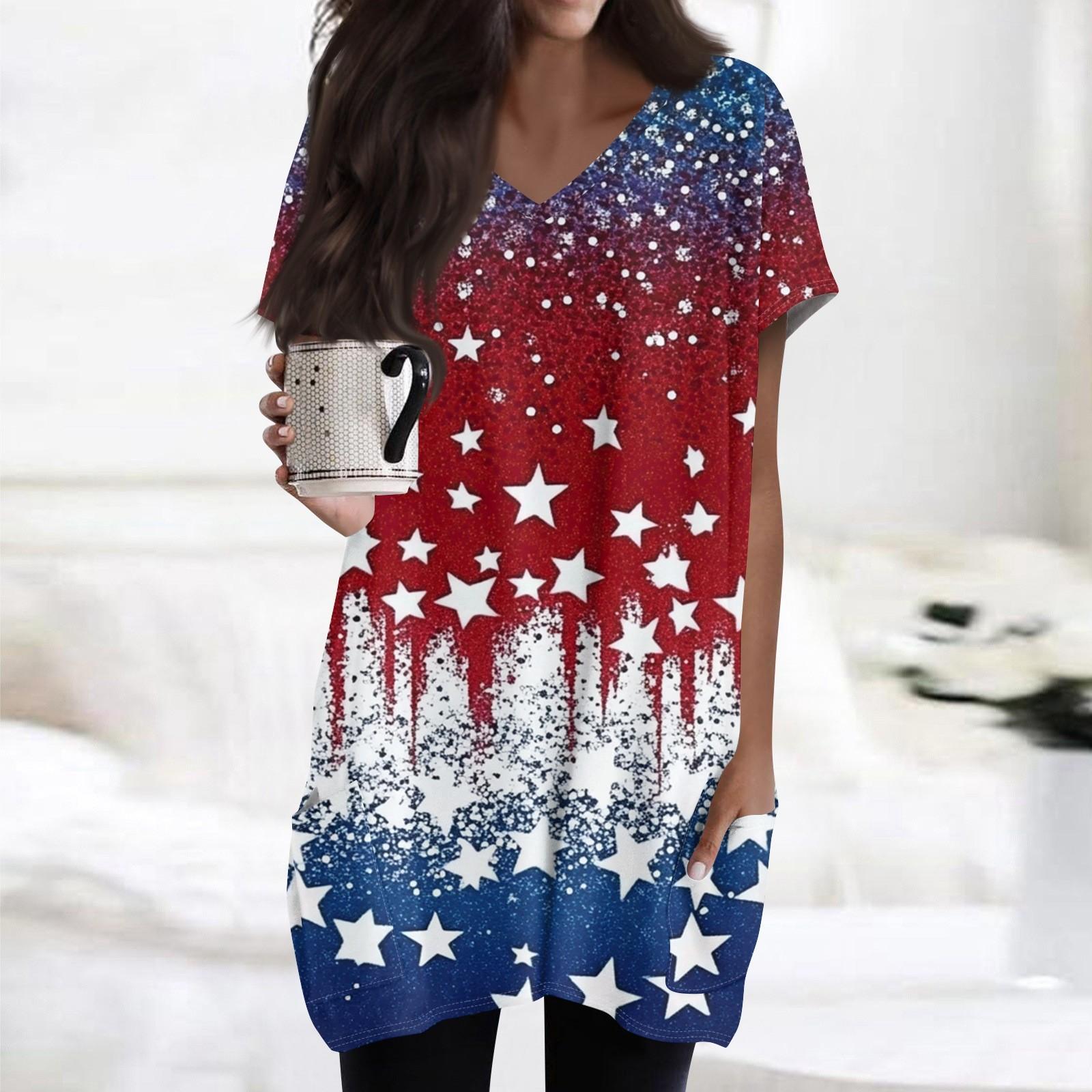Женские топы с V-образным вырезом, блузки с коротким рукавом, повседневные рубашки средней длины, модные туники с принтом «День независимости» и карманами XL винный
Женские топы с V-образным вырезом, блузки с коротким рукавом, повседневные рубашки средней длины, модные туники с принтом «День независимости» и карманами XL винный