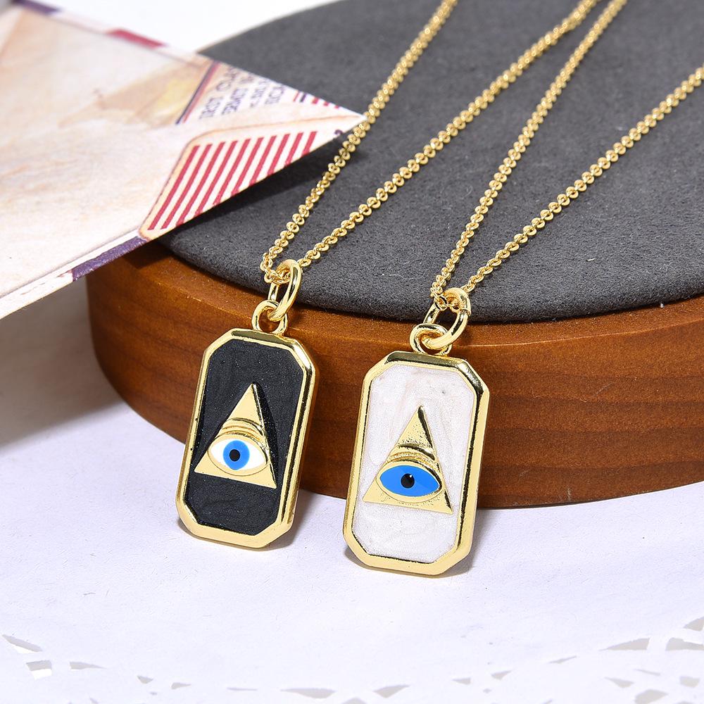 European & American Rectangle Devil Eye Pendant Necklace - Copper Gold-Plated with Drip Oil Finish for Men & Women
European & American Rectangle Devil Eye Pendant Necklace - Copper Gold-Plated with Drip Oil Finish for Men & Women