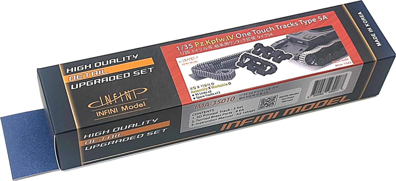 Infini Model German Type 5A Track for Panzer IV Printed Connectable Plastic Model Parts IMA35010 1/35 (3D Track) (Tank)
Infini Model German Type 5A Track for Panzer IV Printed Connectable Plastic Model Parts IMA35010 1/35 (3D Track) (Tank)