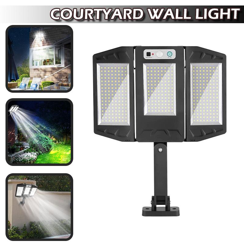 PDTO Солнечный светодиодный уличный фонарь с датчиком движения, настенный уличный светильник с дистанционным управлением