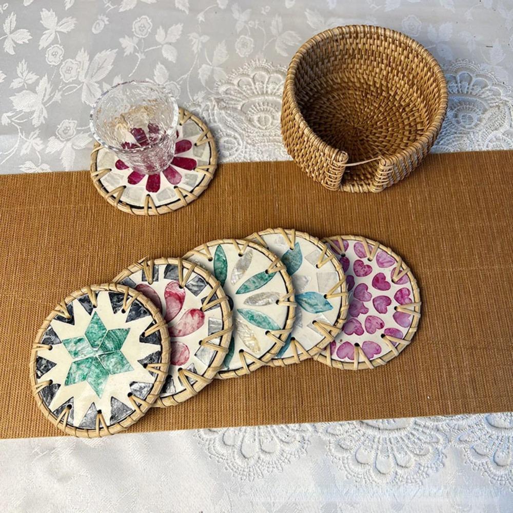Colorful Rattan Shell Cup Mat 10cm Coaster Table Decoration Seashell Cup Mat Dining Table Style D
Colorful Rattan Shell Cup Mat 10cm Coaster Table Decoration Seashell Cup Mat Dining Table Style D