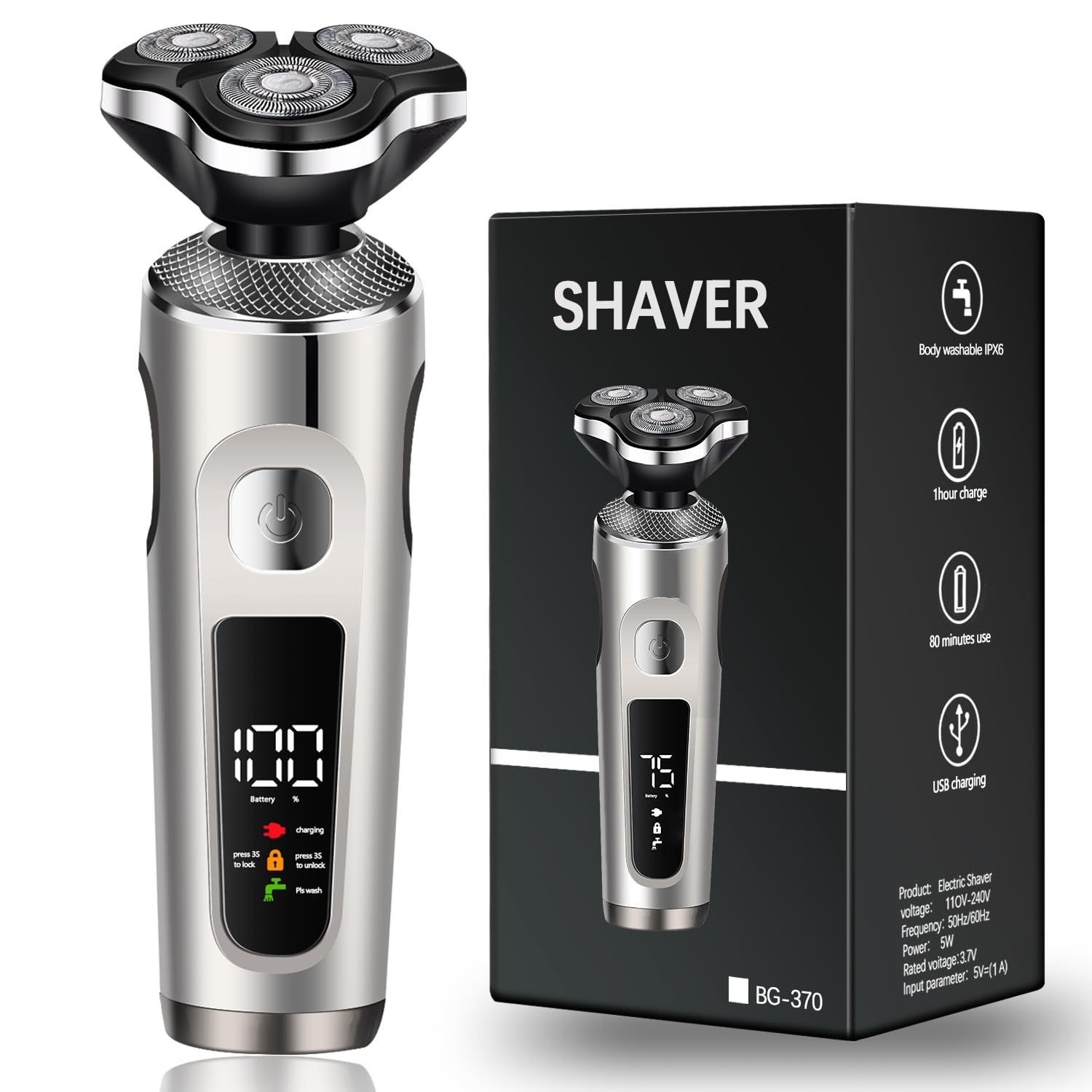 Electric shaver for men with the latest 27 blades Precision shaving close shaving Low noise Washable USB rechargeable LED battery level display
Electric shaver for men with the latest 27 blades Precision shaving close shaving Low noise Washable USB rechargeable LED battery level display