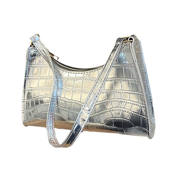 Women Textured Single Shoulder Bag Faux Leather Large Capacity Solid Color Casual серебряный
Women Textured Single Shoulder Bag Faux Leather Large Capacity Solid Color Casual серебряный