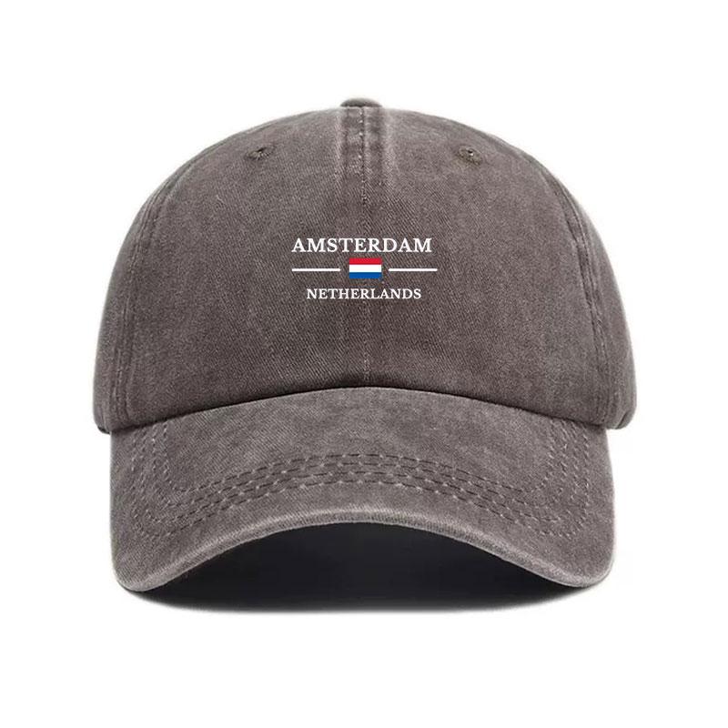 Amsterdam Washed Cotton Baseball Cap Vintage Distressed Travel Souvenir Adjustable Snapback Hat Unisex Netherlands Tourist Gift темно-сірий колір
Amsterdam Washed Cotton Baseball Cap Vintage Distressed Travel Souvenir Adjustable Snapback Hat Unisex Netherlands Tourist Gift темно-сірий колір