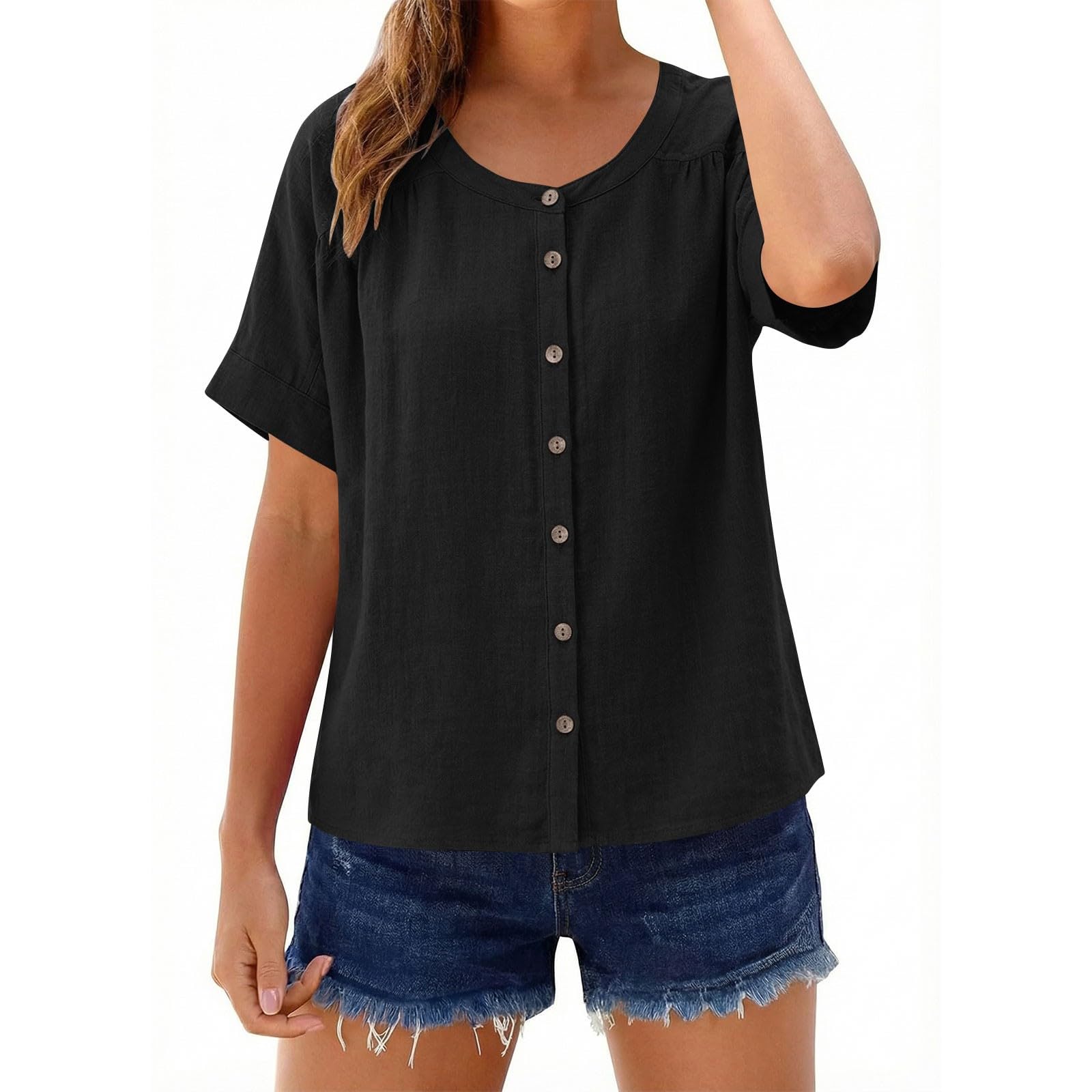 Women s casual short-sleeved blouse S чорний
Women s casual short-sleeved blouse S чорний