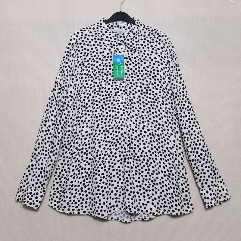 Export Exported to Spain Original Order Leftover Stock Rayon Polka Dot Half Open Pullover Long Sleeves Shirt for Women Mid Length Long Length Autumn White Dot S
Export Exported to Spain Original Order Leftover Stock Rayon Polka Dot Half Open Pullover Long Sleeves Shirt for Women Mid Length Long Length Autumn White Dot S