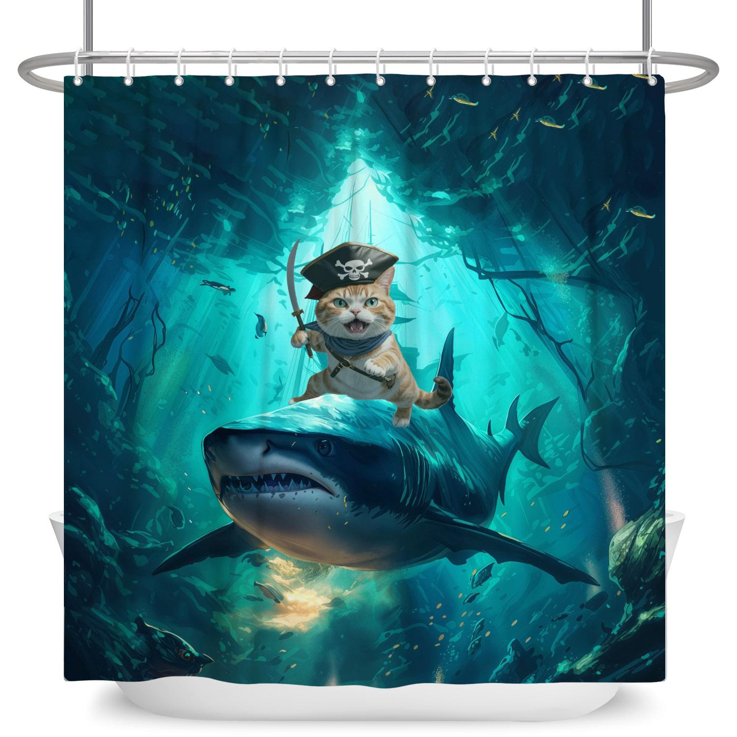 Funny Cat Ocean Adventure Shower Curtain Ocean Sea Waves Waterproof Bath Curtain For Bathroom Decor Polyester Fabric With Hooks W60H190(CM)-1 Pcs
Funny Cat Ocean Adventure Shower Curtain Ocean Sea Waves Waterproof Bath Curtain For Bathroom Decor Polyester Fabric With Hooks W60H190(CM)-1 Pcs