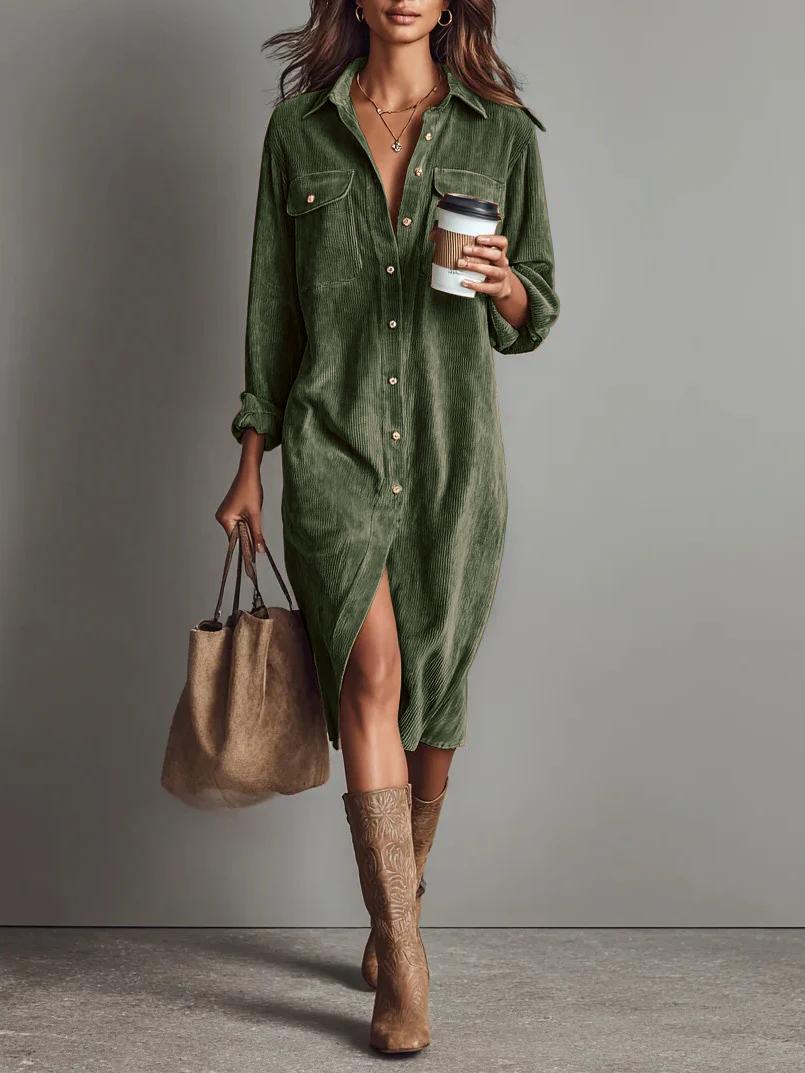 Corduroy Long-Sleeve Dress: Europe & America Fashion Trend Loose Lapel Shirt Skirt Medium зелёный
Corduroy Long-Sleeve Dress: Europe & America Fashion Trend Loose Lapel Shirt Skirt Medium зелёный