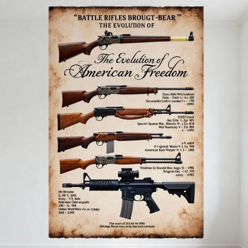Vintage Battle Rifles Metal Tin Sign The Evolution of American Freedom WWII to 1990 Militaria Wall Decor for Man Cave Bar Home O 20x30cm(7.8x11.8inch)
Vintage Battle Rifles Metal Tin Sign The Evolution of American Freedom WWII to 1990 Militaria Wall Decor for Man Cave Bar Home O 20x30cm(7.8x11.8inch)