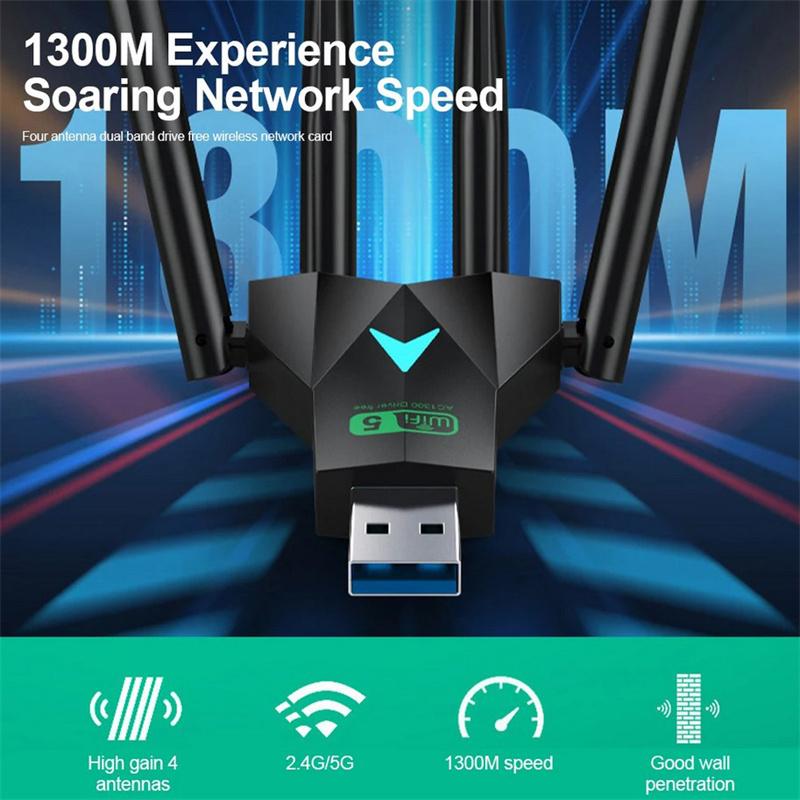 1300 Мбіт/с USB-адаптер Wi-Fi, дводіапазонний, 2,4 ГБ, 5 ГГц, бездротова мережева карта, приймач сигналу Wi-Fi Dongle для ПК Win7/10/11, безкоштовний драйвер
1300 Мбіт/с USB-адаптер Wi-Fi, дводіапазонний, 2,4 ГБ, 5 ГГц, бездротова мережева карта, приймач сигналу Wi-Fi Dongle для ПК Win7/10/11, безкоштовний драйвер