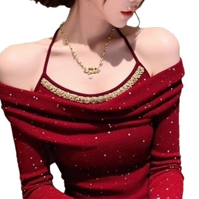 Sexy Hot Girl Red Halter Neck Long-sleeved Top Autumn and Winter New Slim Sweater Knitted Bottoming Shirt for Women S красный
Sexy Hot Girl Red Halter Neck Long-sleeved Top Autumn and Winter New Slim Sweater Knitted Bottoming Shirt for Women S красный