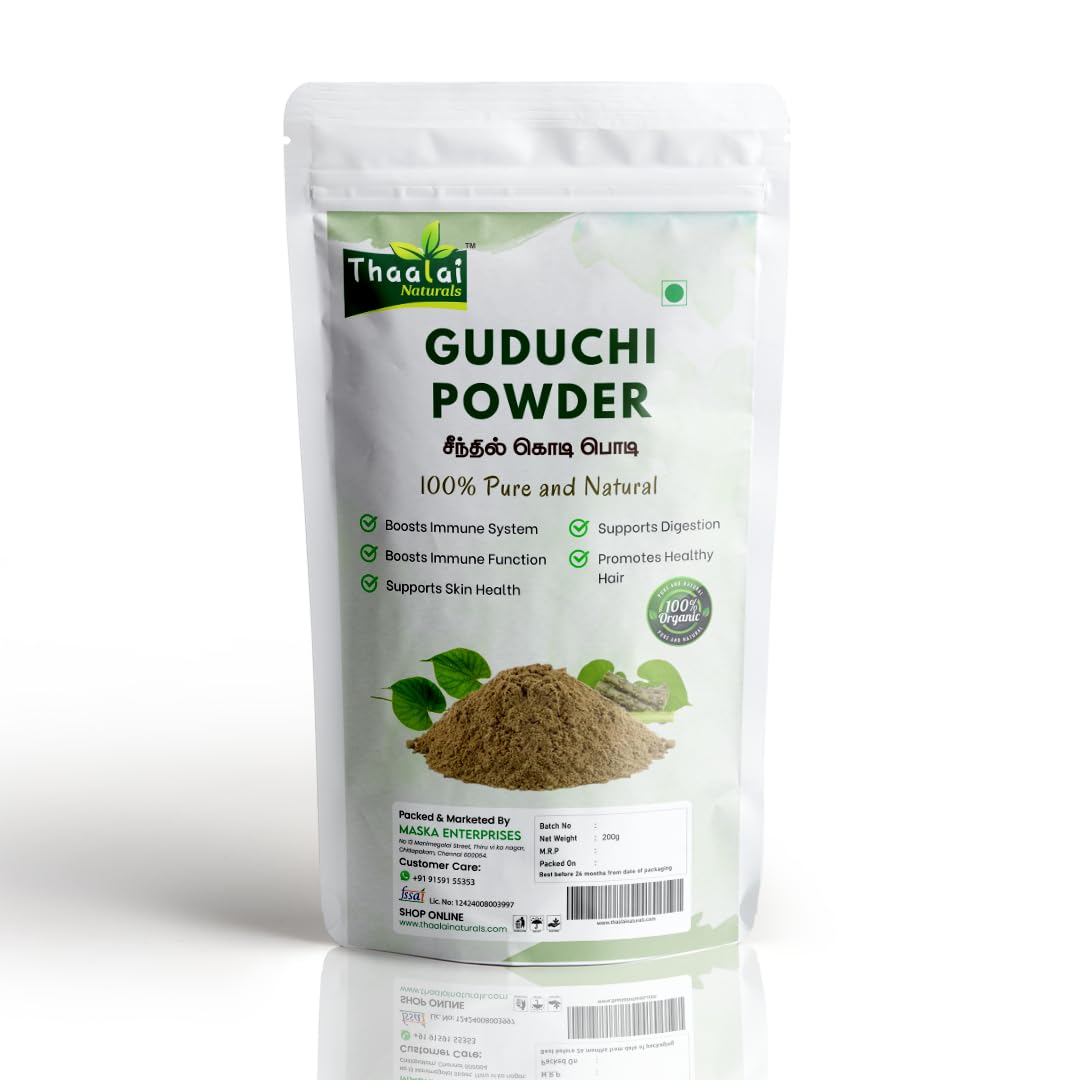 Thaalai Naturals Guduchi, Giloy Powder, Seenthil Kodi, 100% Natural Herbal Powder | 200gm 0.4lbs
Thaalai Naturals Guduchi, Giloy Powder, Seenthil Kodi, 100% Natural Herbal Powder | 200gm 0.4lbs