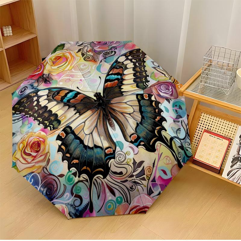 Purple Rose Butterfly Printed umbrella windproof folding umbrella portable sun and rain umbrella suitable for gifting
Purple Rose Butterfly Printed umbrella windproof folding umbrella portable sun and rain umbrella suitable for gifting