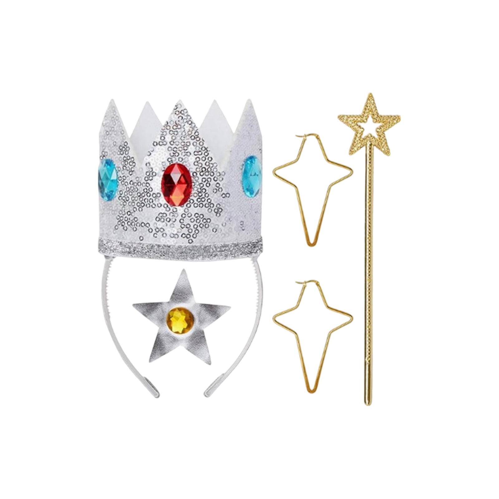 Princess Costume Accessories Set with Crown Headband Star Wand Earrings and Brooch for Cosplay Halloween and Stage Performance One Size
Princess Costume Accessories Set with Crown Headband Star Wand Earrings and Brooch for Cosplay Halloween and Stage Performance One Size