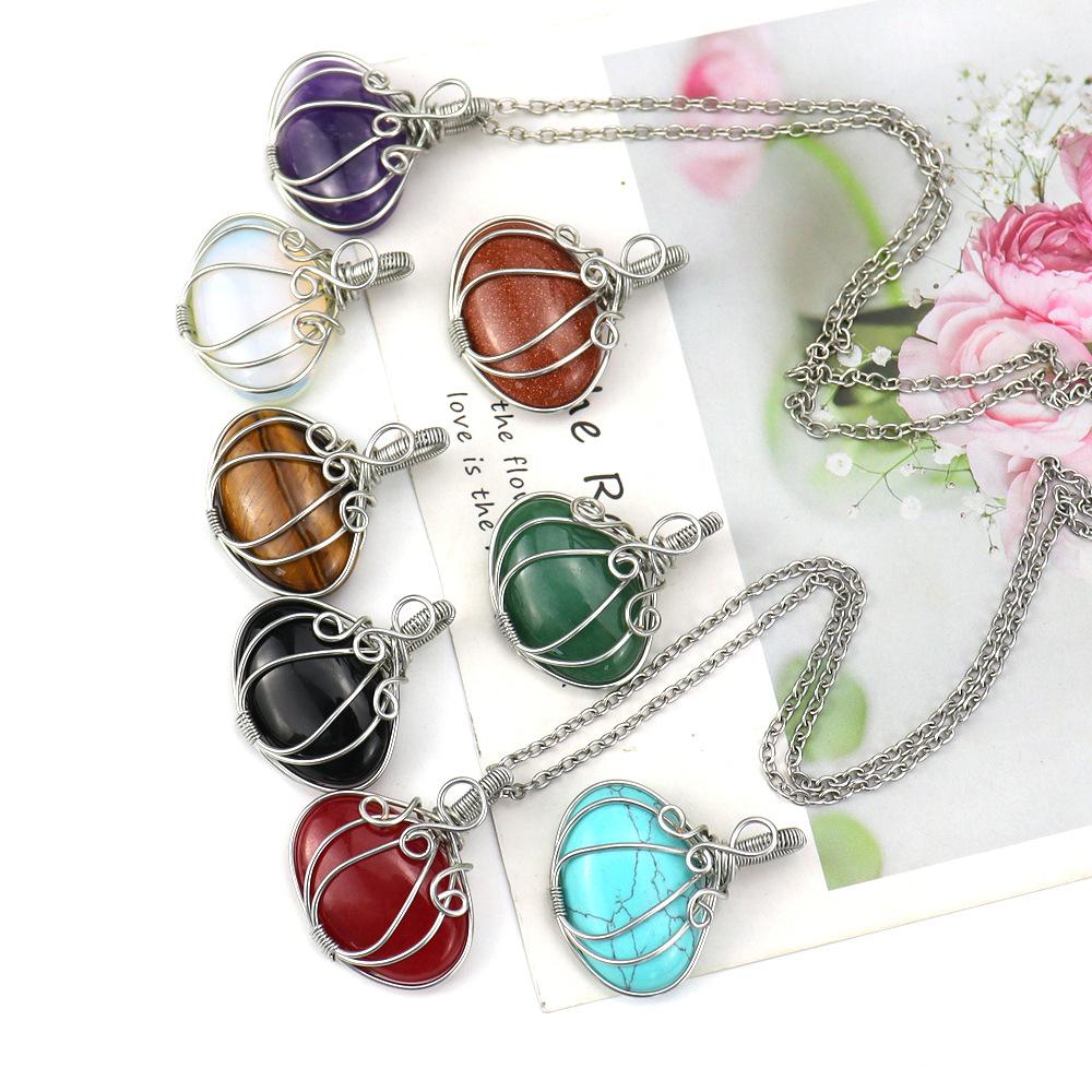 Handmade Winding Natural Stone Crystal Agate Tiger Stone Halloween Pumpkin Lamp Pendant Necklace N599
Handmade Winding Natural Stone Crystal Agate Tiger Stone Halloween Pumpkin Lamp Pendant Necklace N599