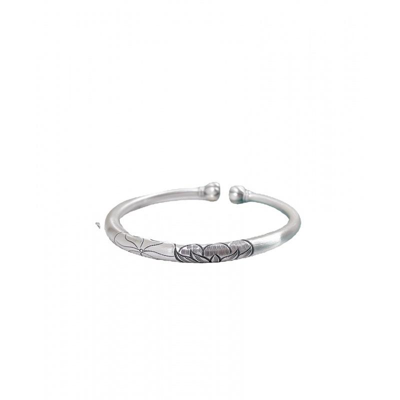 Zuyin 999 Тяжелая промышленность, резной браслет в виде лотоса, лотоса, головы тыквы, женский открытый однотонный подарок на День святого Валентина с гравировкой Adjustable size