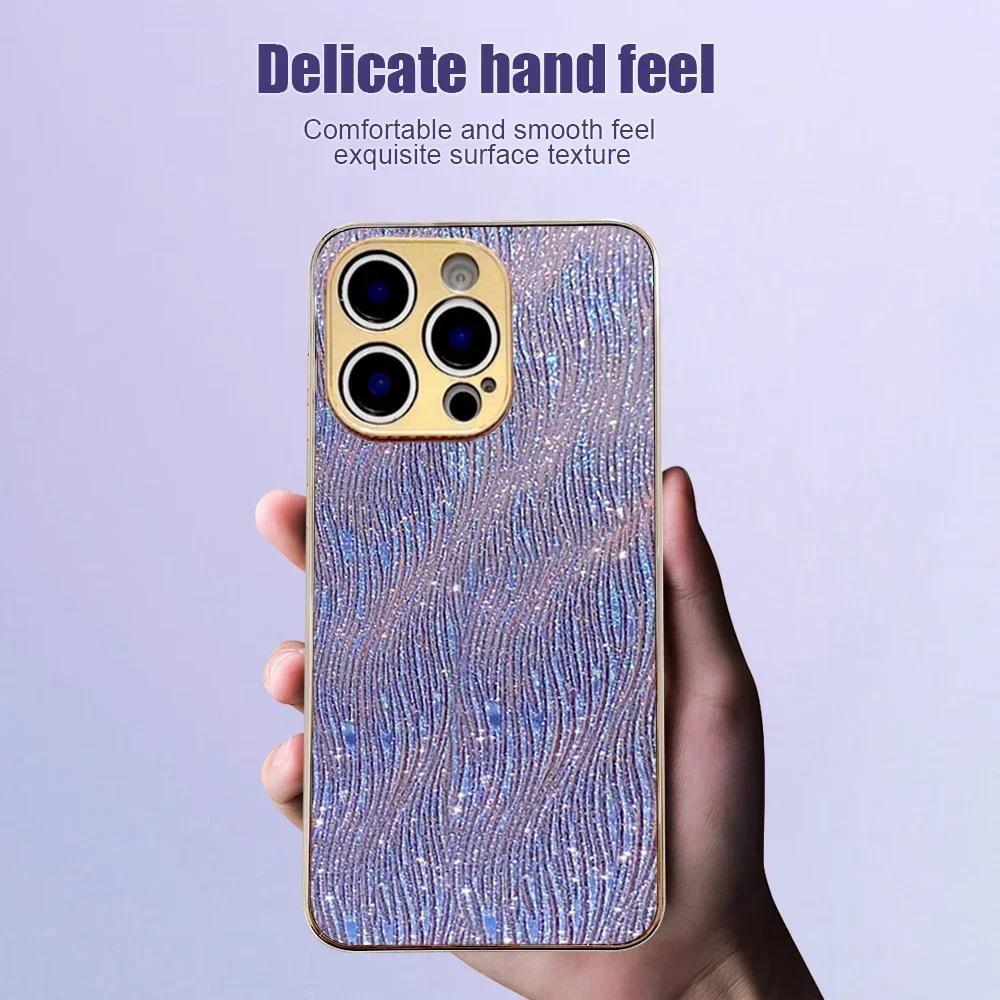 Silicone Case for IPhone 16 15 14 13 Pro Max Plus 16E Shockproof Mobile Phone Cases Water Ripple Electroplated Protective Covers For iPhone 15Pro Max
Silicone Case for IPhone 16 15 14 13 Pro Max Plus 16E Shockproof Mobile Phone Cases Water Ripple Electroplated Protective Covers For iPhone 15Pro Max