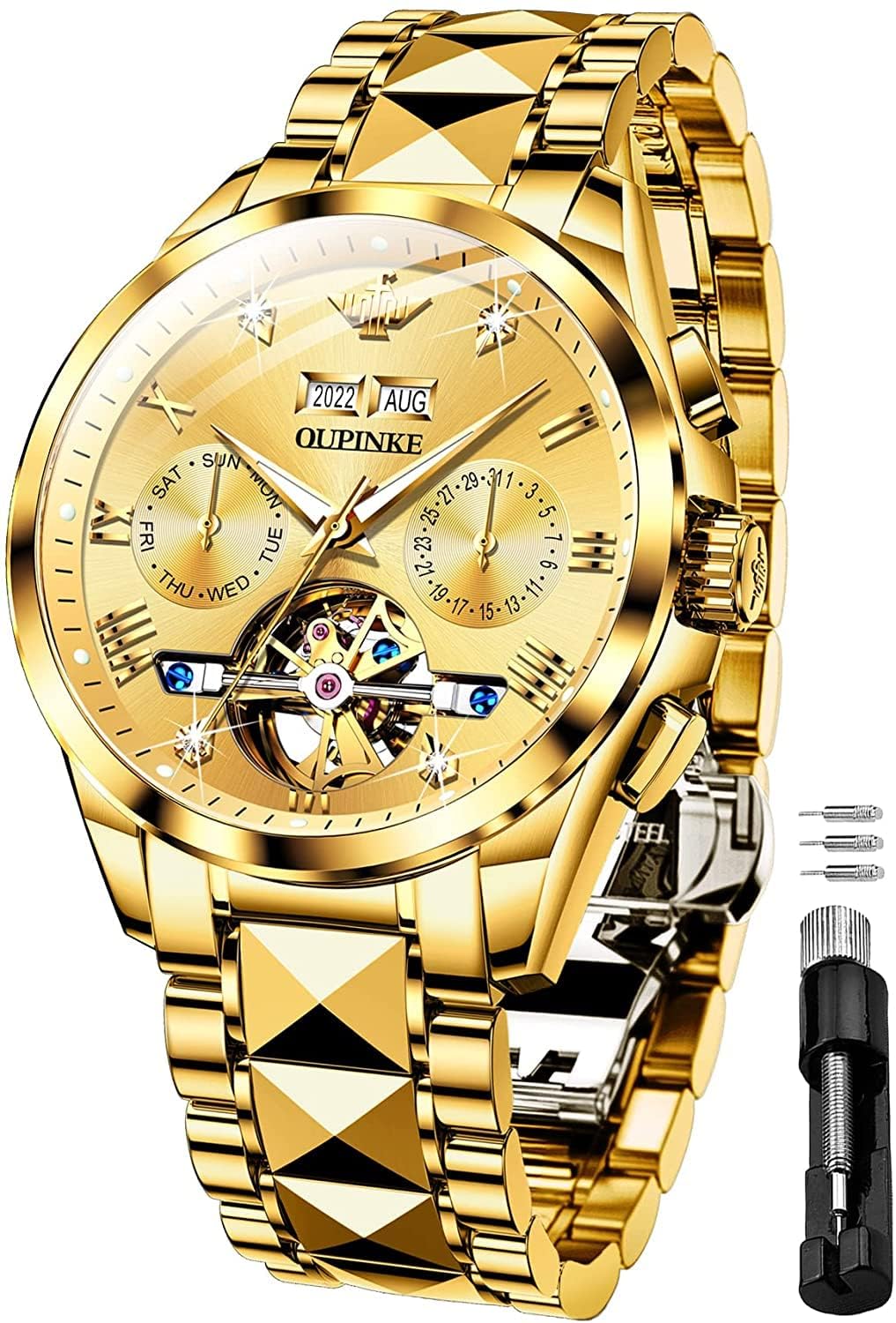 OUPINKE Automatic Business Watch Mechanical Movement Waterproof Calendar Automatic Manual Winding Hollow Dial Men s & Gold… золотий
OUPINKE Automatic Business Watch Mechanical Movement Waterproof Calendar Automatic Manual Winding Hollow Dial Men s & Gold… золотий