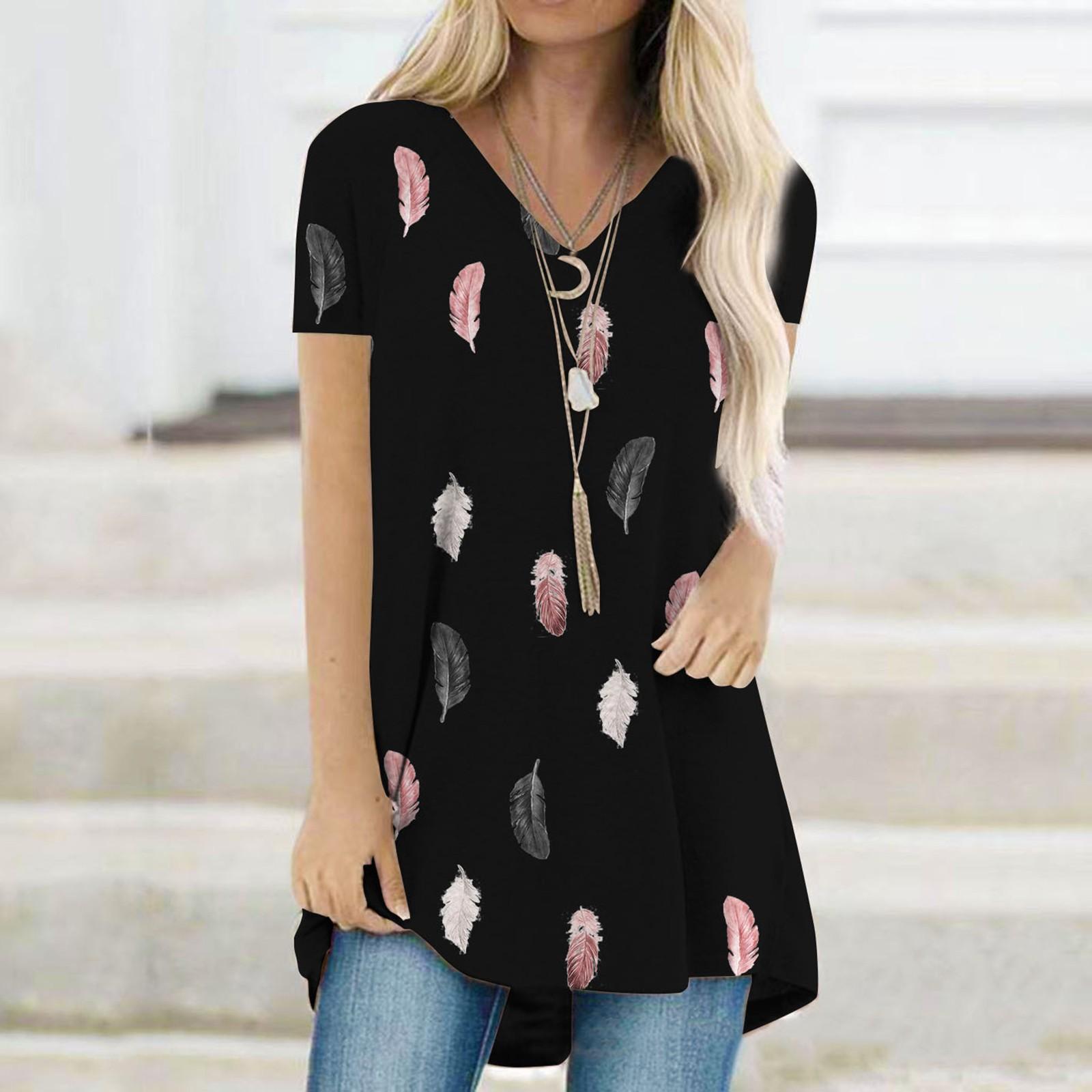 Женская блузка больших размеров с v-образным вырезом и принтом из перьев, повседневная свободная блузка с короткими рукавами XXXXL чёрный
Женская блузка больших размеров с v-образным вырезом и принтом из перьев, повседневная свободная блузка с короткими рукавами XXXXL чёрный