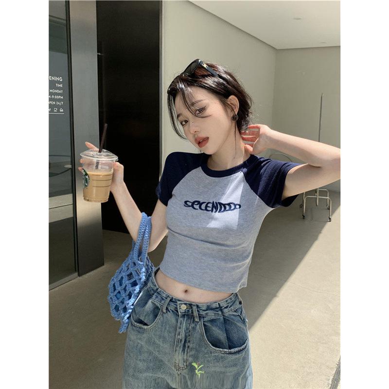 2025 Summer Slim Fit Embroidered Top: Pure Desire Short Sleeve T-Shirt for Women, American Style. XL синій
2025 Summer Slim Fit Embroidered Top: Pure Desire Short Sleeve T-Shirt for Women, American Style. XL синій
