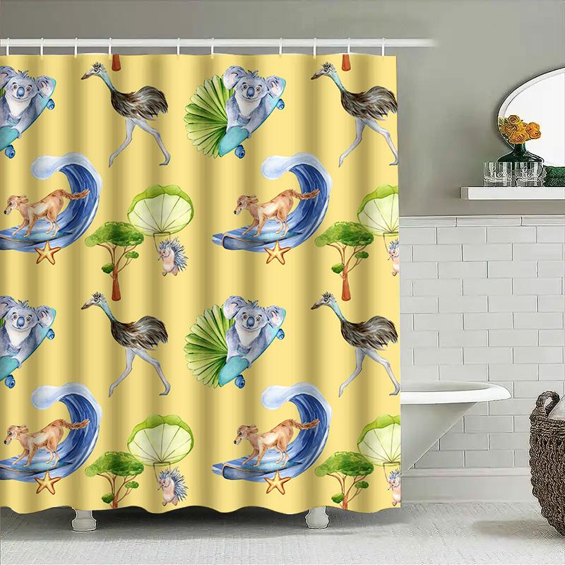 Watercolor Animal Surfing Shower CurtainUnique Yellow Bath Decor with Koala Ostrich Waves Home Garden Accessories for Kitchen or 90x180cm
Watercolor Animal Surfing Shower CurtainUnique Yellow Bath Decor with Koala Ostrich Waves Home Garden Accessories for Kitchen or 90x180cm