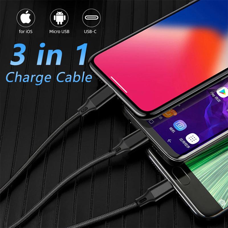 3 In 1 Micro USB Type C Fast Charging Cable Quick Charge MultiPort Micro Cable For iPhone 16 15 14 XS Xiaomi Samsung USB C Cable 1.2m
3 In 1 Micro USB Type C Fast Charging Cable Quick Charge MultiPort Micro Cable For iPhone 16 15 14 XS Xiaomi Samsung USB C Cable 1.2m