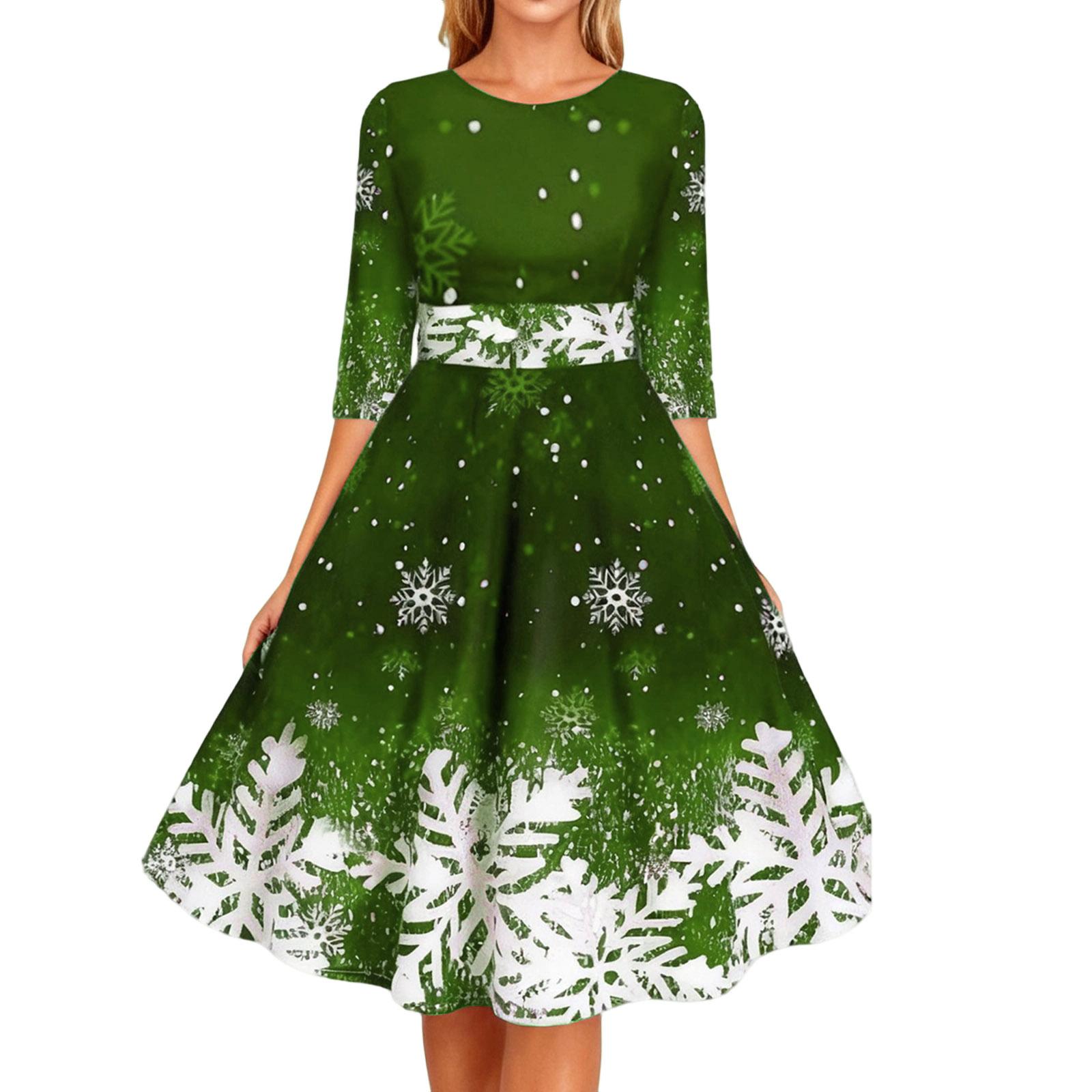 Жіноча модна та персоналізована сукня з принтом сніжинок, з рукавом до середини плеча та приталена S зелений
Жіноча модна та персоналізована сукня з принтом сніжинок, з рукавом до середини плеча та приталена S зелений