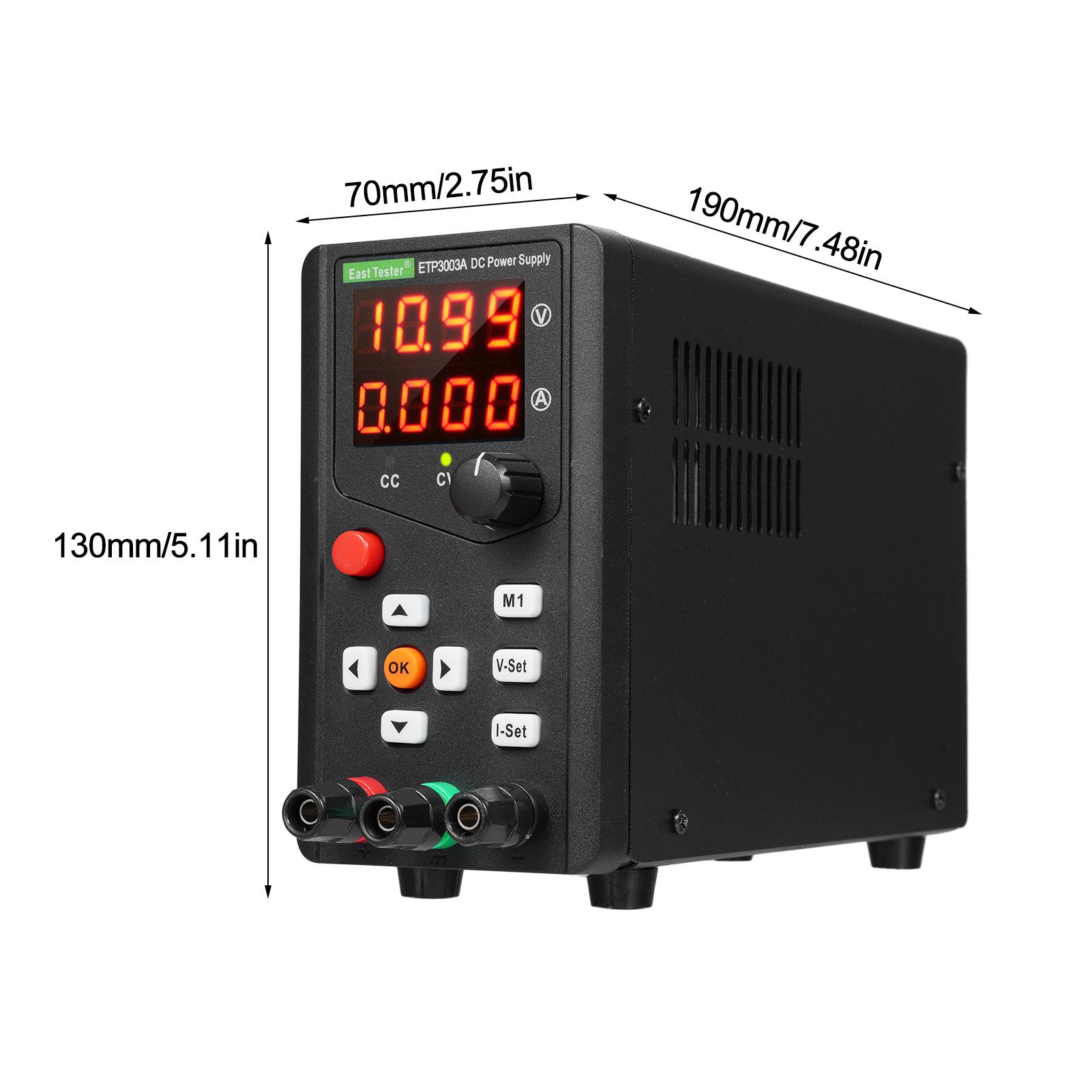 East Tester ETP3003A DC Regulated Power Supply 90W 30V 3A Single Channel Encoder Adjustment Maintenance Storage Remote Control
East Tester ETP3003A DC Regulated Power Supply 90W 30V 3A Single Channel Encoder Adjustment Maintenance Storage Remote Control